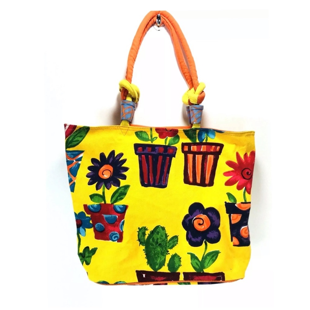 Sun N Sand Large Tote Bag Garden Flower Pot Canvas